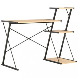 Písací stôl s policami drevotrieska / oceľ Dekorhome Čierna / dub