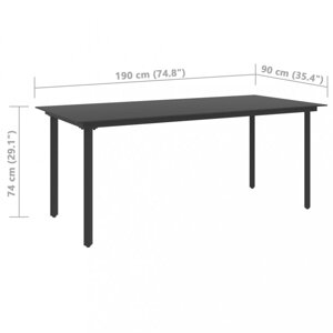 Záhradný jedálenský stôl čierna / sklo Dekorhome 190x90x74 cm