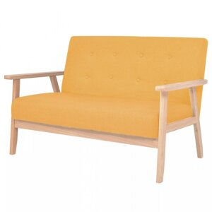 Dvojmiestna sedačka textil / drevo Dekorhome Žltá