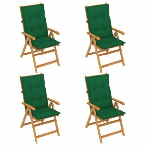 Skladacia záhradná stolička 4 ks s poduškami Dekorhome Tmavo zelená