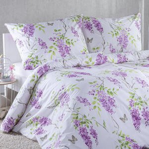 Bavlnené posteľné obliečky ORGOVÁN fialová predĺžená dĺžka