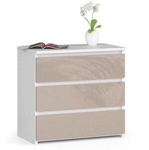 Dizajnový nočný stolík CLAN60, biely / capuccino lesk