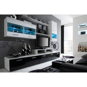 SIESTA, moderná obývačka biela/čierna lesk