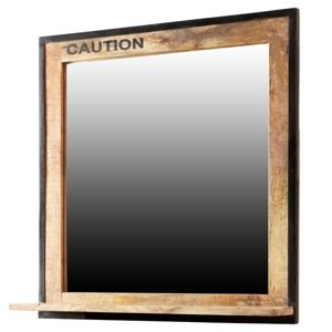 Sconto Zrkadlo s poličkou IRON mangovník